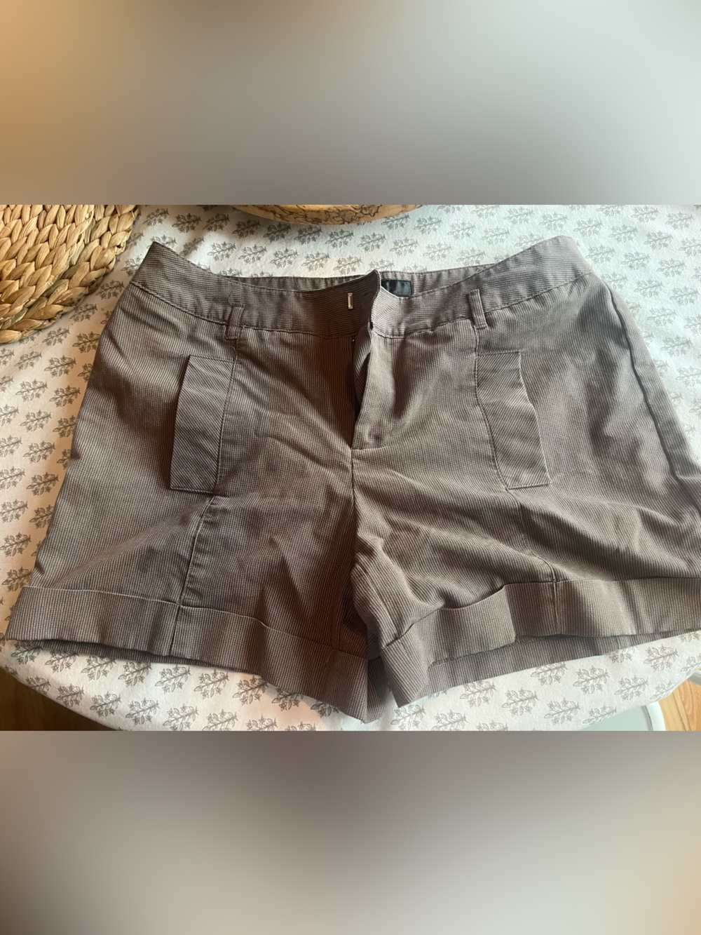 Daisy Fuentes Brown Textured Bermuda Shorts